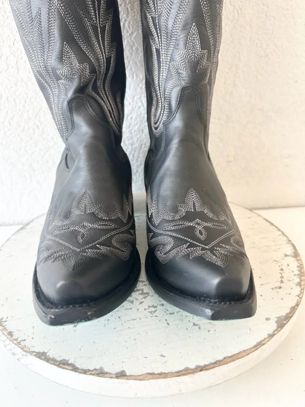 Lane LEXINGTON Over The Knee Womens Black Cowboy Boots Western Tall Lace Up 10